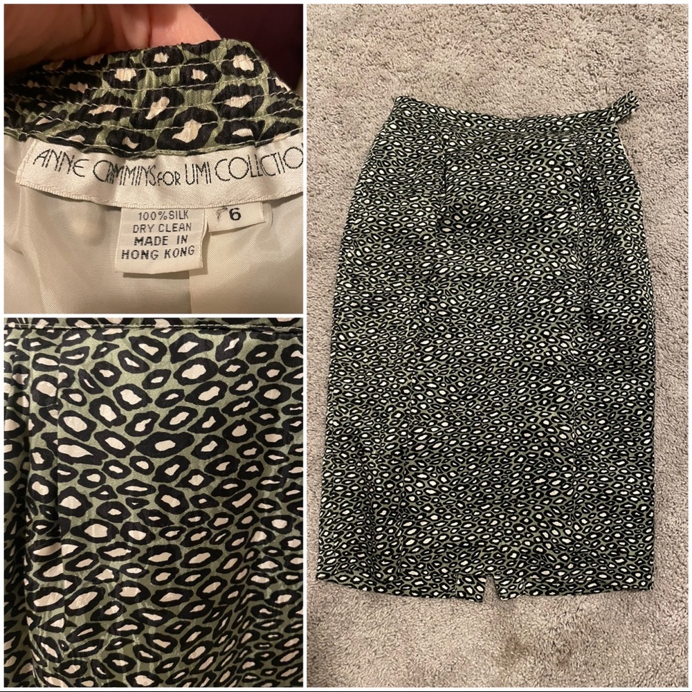 100% silk vintage leopard print pencil skirt